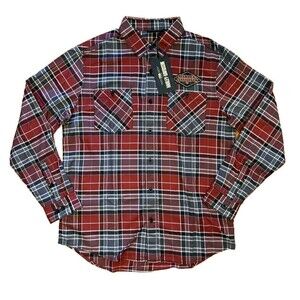 New Harley Davidson 120th Anniversary Plaid Button Shirt Red Men’s Size …